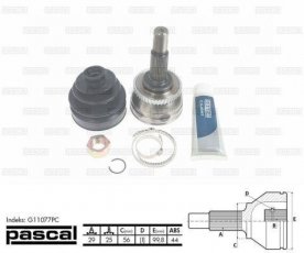 Купить G11077PC PASCAL ШРУС Максима (2.0 QX, 2.0 V6 24V, 3.0 V6 24V), шлицы:  29 нар. 25 вн. 44 зубцов кольца ABS
