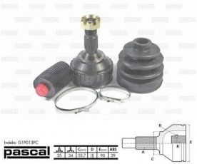 Купить G1P013PC PASCAL ШРУС наружный Peugeot 405 (1.9, 2.0), шлицы:  25 нар. 34 вн. 29 зубцов кольца ABS