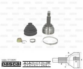 Купити G11080PC PASCAL ШРУС Murano 3.5, шліци:  29 зовн. 36 вн. 44 зубців кільця ABS