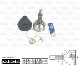 Купити G10351PC PASCAL ШРУС зовнішній Соренто (2.4, 2.5 CRDi, 3.5 V6 4WD), шліци:  28 зовн. 25 вн.