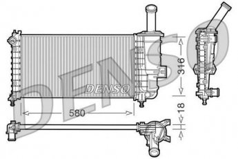 Купить DRM09100 DENSO Радиатор охлаждения двигателя Punto (1.2 16V 80, 1.2 60)