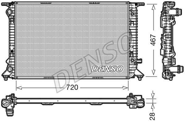Купить DRM02021 DENSO Радиатор охлаждения двигателя Audi A4 B8 (1.8, 2.0)