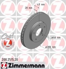 Купить 200.2515.20 Zimmermann Тормозные диски Nissan