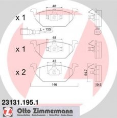 Купить 23131.195.1 Zimmermann Тормозные колодки передние Кадди (1.2, 1.4, 1.6, 1.9, 2.0) с датчиком износа