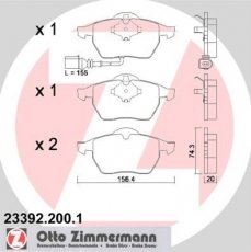 Купить 23392.200.1 Zimmermann Тормозные колодки передние Ауди А3 (1.8, 1.9) с датчиком износа