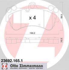 Тормозная колодка 23692.165.1 Zimmermann – подготовлено для датчика износа колодок фото 1