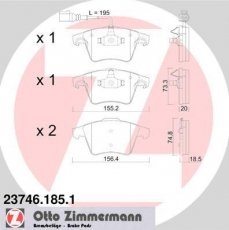 Купить 23746.185.1 Zimmermann Тормозные колодки передние Transporter (T5, T6) (1.9, 2.0, 2.5, 3.2) с датчиком износа