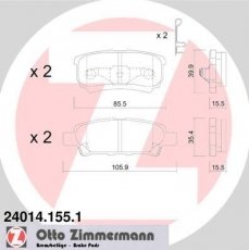 Купить 24014.155.1 Zimmermann Тормозные колодки задние Lancer (9, X) (1.3, 1.5, 1.6, 1.8, 2.0) 