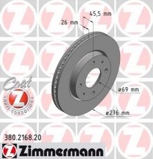 Купити 380.2168.20 Zimmermann Гальмівні диски Галант 8 (2.0, 2.4 GDI, 2.5 V6 24V)