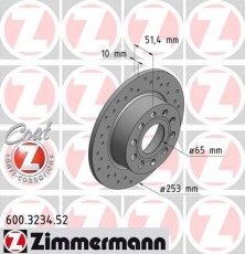 Купить 600.3234.52 Zimmermann Тормозные диски Сирокко (1.4, 2.0)