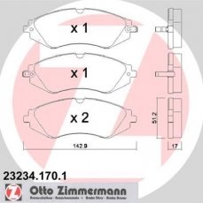 Купить 23234.170.1 Zimmermann Тормозные колодки передние Lacetti (1.4, 1.6, 1.8, 2.0) с звуковым предупреждением износа