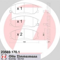 Купить 23569.170.1 Zimmermann Тормозные колодки передние Kайрон (2.0 Xdi, 2.7 Xdi) с звуковым предупреждением износа