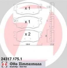 Купить 24317.175.1 Zimmermann Тормозные колодки передние Киа Рио (1.4, 1.5, 1.6) с звуковым предупреждением износа