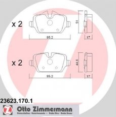 Купить 23623.170.1 Zimmermann Тормозные колодки задние БМВ Е87 (1.6, 2.0) подготовлено для датчика износа колодок