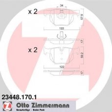 Гальмівна колодка 23448.170.1 Zimmermann – подготовлено для датчика износа колодок фото 1