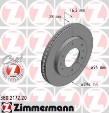 Купить 380.2172.20 Zimmermann Тормозные диски Паджеро Спорт 2 (2.5, 3.0, 3.2, 3.5)