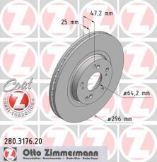 Купить 280.3176.20 Zimmermann Тормозные диски Accord (2.0 i, 2.2 i-DTEC, 2.4 i)