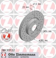 Купити 280.3171.52 Zimmermann Гальмівні диски Цівік (1.3, 1.6, 1.8, 2.0, 2.2)