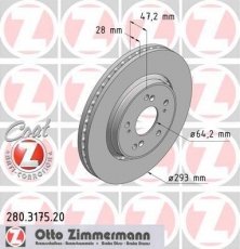 Купить 280.3175.20 Zimmermann Тормозные диски Хонда СРВ (1.6, 2.0, 2.2, 2.4)