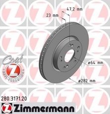 Купить 280.3171.20 Zimmermann Тормозные диски Civic (1.3, 1.6, 1.8, 2.0, 2.2)