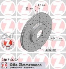 Купить 280.3166.52 Zimmermann Тормозные диски Accord (2.0, 2.2, 2.4)