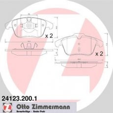 Купити 24123.200.1 Zimmermann Гальмівні колодки передні S-Max (1.6, 1.8, 2.0, 2.2, 2.3) 