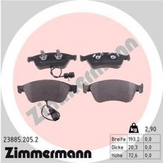 Купить 23885.205.2 Zimmermann Тормозные колодки передние Audi A8 (4.2 quattro, S 8 quattro) с датчиком износа