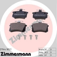 Купить 21144.165.1 Zimmermann Тормозные колодки задние Audi 90 (2.0, 2.2, 2.3) 