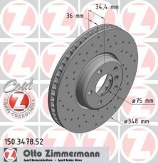 Купить 150.3478.52 Zimmermann Тормозные диски 6-series (F06, F12, F13) (3.0, 4.4)