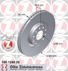 Тормозной диск 100.1249.20 Zimmermann фото 1