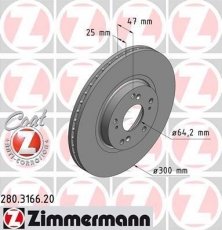 Купить 280.3166.20 Zimmermann Тормозные диски Accord (2.0, 2.2, 2.4)