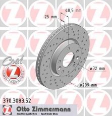 Купить 370.3083.52 Zimmermann Тормозные диски Mazda 6 GH (1.8, 2.0, 2.2, 2.5)