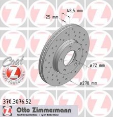Купить 370.3076.52 Zimmermann Тормозные диски Мазда 5 (1.6, 1.8, 2.0, 2.3)