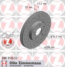 Купити 280.3176.52 Zimmermann Гальмівні диски Аккорд (2.0 i, 2.2 i-DTEC, 2.4 i)