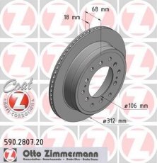 Купить 590.2807.20 Zimmermann Тормозные диски Ленд Крузер (90, 150, Pрадо) (2.7, 2.8, 3.0, 3.4, 4.0)