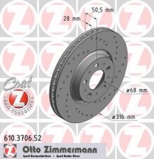 Купить 610.3706.52 Zimmermann Тормозные диски Вольво С60 1 (2.0, 2.3, 2.4, 2.5)