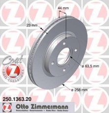 Купить 250.1363.20 Zimmermann Тормозные диски Fiesta 6 (1.0, 1.2, 1.4, 1.5, 1.6)