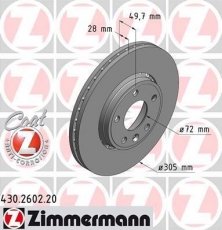 Купить 430.2602.20 Zimmermann Тормозные диски Трафик 2 (1.9, 2.0, 2.5)