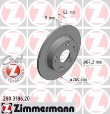 Купить 280.3186.20 Zimmermann Тормозные диски Цивик (1.3, 1.6, 1.8, 2.0, 2.2)