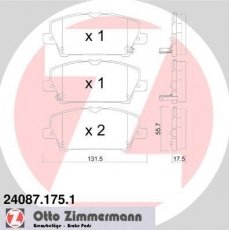 Купить 24087.175.1 Zimmermann Тормозные колодки передние Цивик (1.3, 1.6, 1.8, 2.0, 2.2) с звуковым предупреждением износа