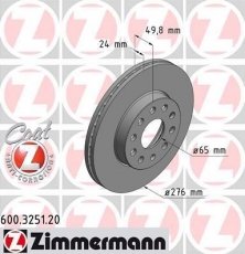 Купить 600.3251.20 Zimmermann Тормозные диски Гольф 7 (1.0, 1.2, 1.4, 1.6, 2.0)