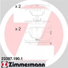 Гальмівна колодка 23397.190.1 Zimmermann – подготовлено для датчика износа колодок фото 1