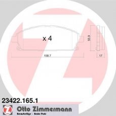 Купити 23422.165.1 Zimmermann Гальмівні колодки передні Х-Трейл (2.0, 2.2, 2.5) 