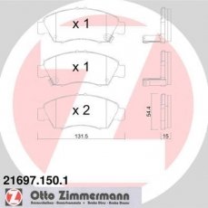 Купить 21697.150.1 Zimmermann Тормозные колодки передние Джаз (1.2, 1.3, 1.5) с звуковым предупреждением износа