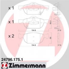 Купити 24796.175.1 Zimmermann Гальмівні колодки передні Accord (2.0 i, 2.2 i-DTEC, 2.4 i) с звуковым предупреждением износа