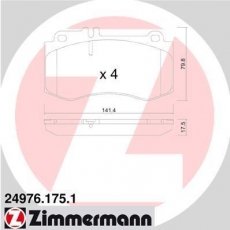 Купить 24976.175.1 Zimmermann Тормозные колодки передние Мерседес 212 (3.0, 3.5, 5.5) подготовлено для датчика износа колодок