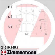 Гальмівна колодка 24610.155.1 Zimmermann – с звуковым предупреждением износа фото 1