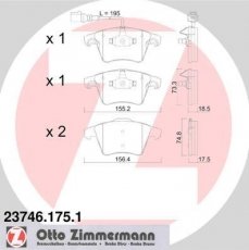 Тормозная колодка 23746.175.1 Zimmermann – с датчиком износа фото 1