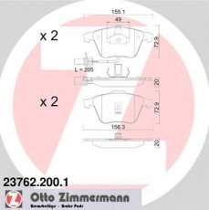 Тормозная колодка 23762.200.1 Zimmermann – с датчиком износа фото 1