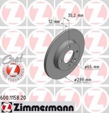 Купить 600.1158.20 Zimmermann Тормозные диски Jetta (1, 2) (1.3, 1.5, 1.6, 1.8)